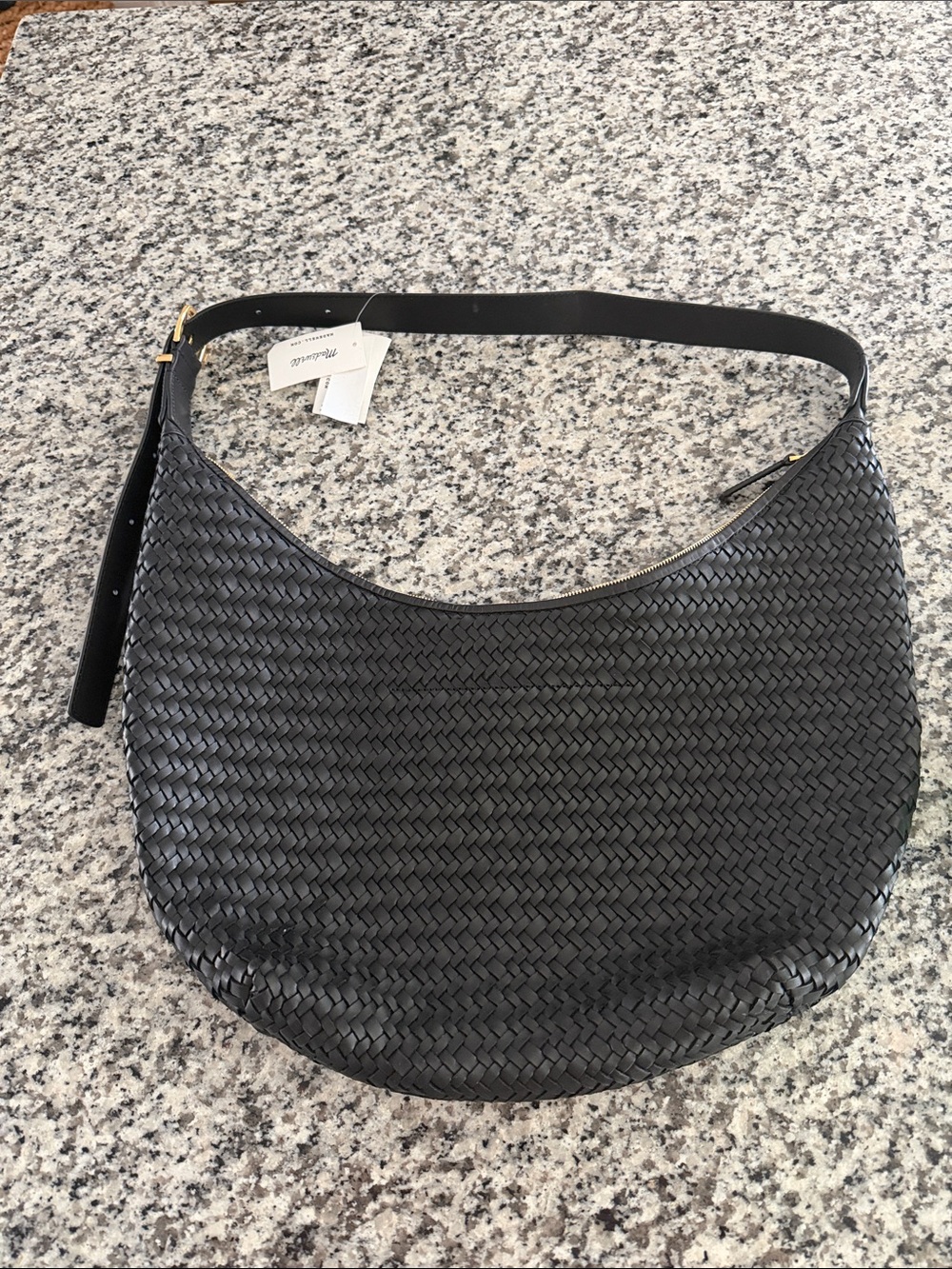 Madewell Black Woven Leather Shoulder Hobo